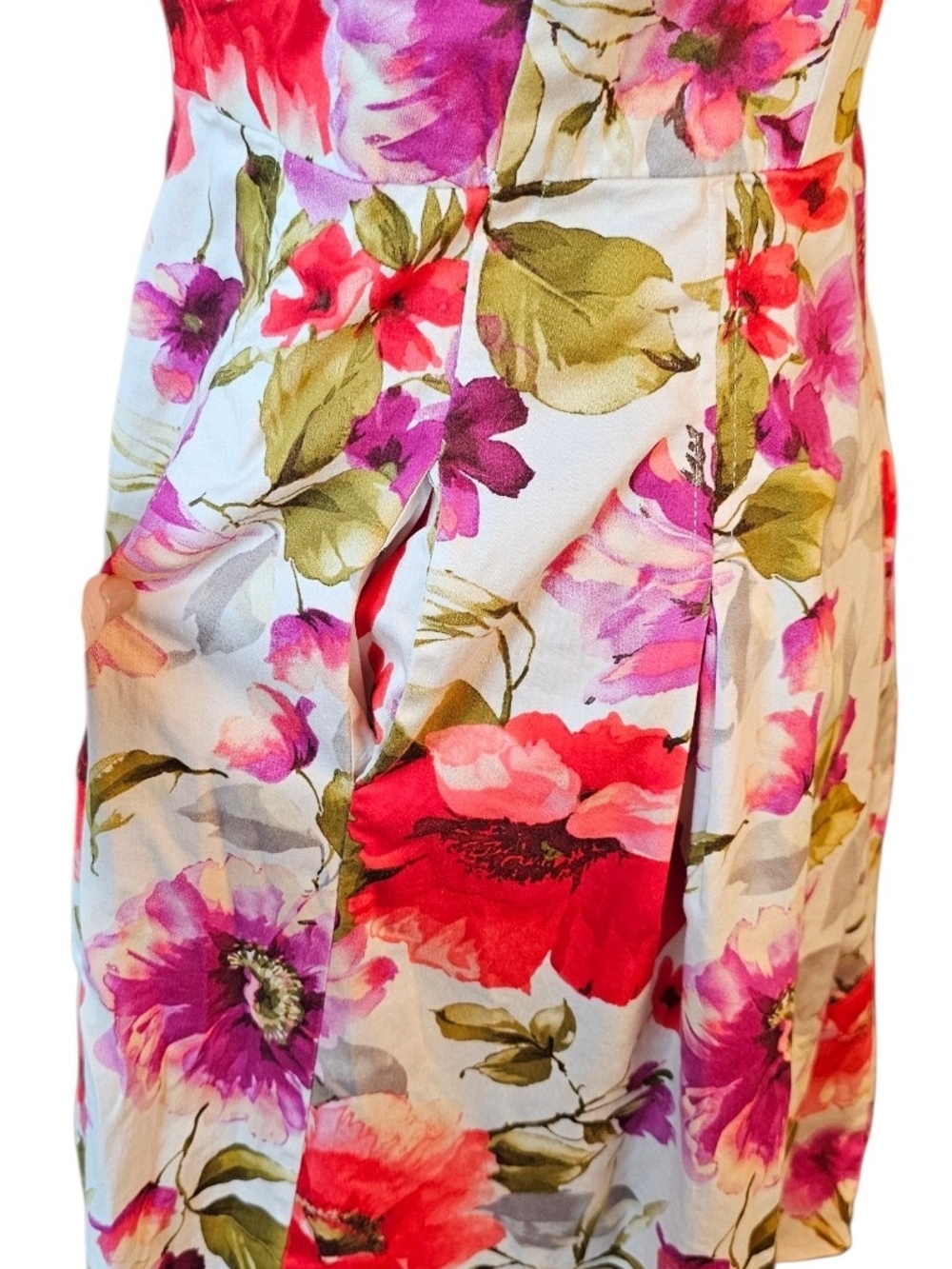Sandra Darren Floral Fit & Flare Dress Size 6 Pink Floral Pockets - Picture 4 of 8